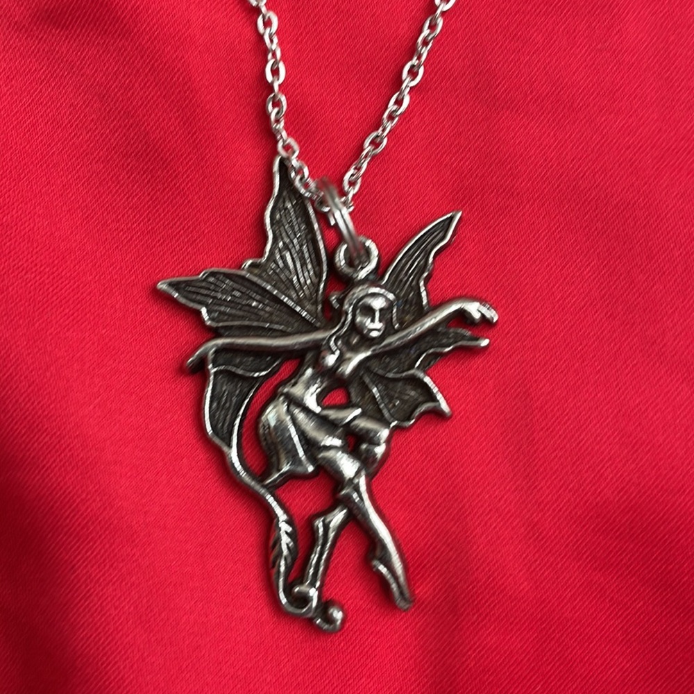 Sterling Necklace & Fairy Pendant with Sterling Silver Chain- 16-20”